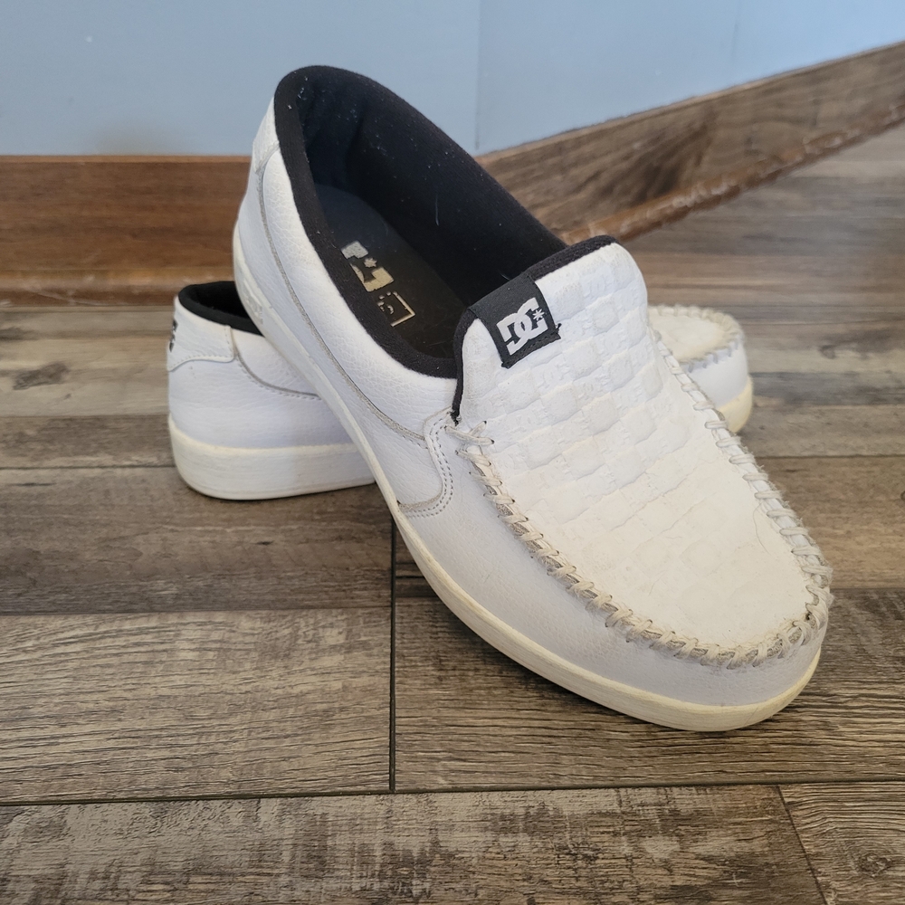 DC Men's White and Black Slip-On Loafers